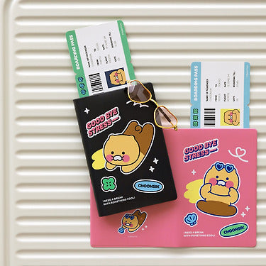 Kakao Friends - Chunsik Passport Holder Black Travel Wallet