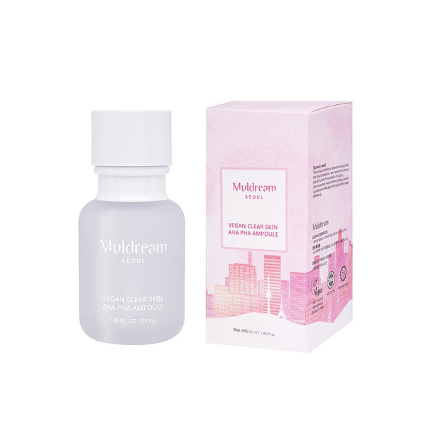 MULDREAM Vegan Clear Skin AHA PHA Ampoule 55ml available on Koolseoul.com, your Korean Eshop from Seoul !