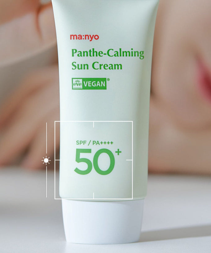 MA:NYO Vegan Panthe-Calming Sun Cream SPF 50+ 50ml tube with SPF 50+ label