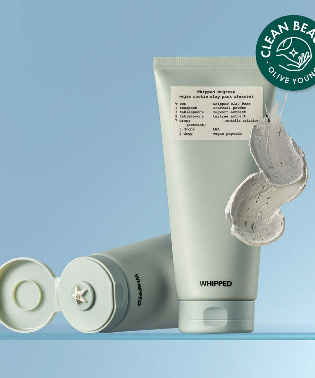 WHIPPED Mugtree Vegan Cookie Clay Pack Cleanser 180ml featuring clean beauty badge