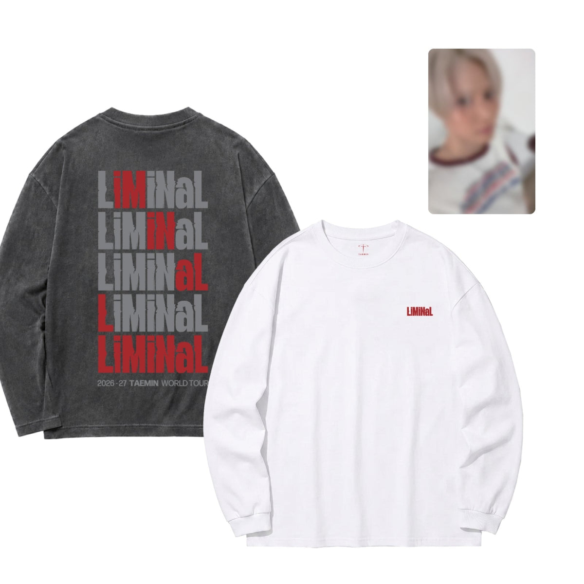 TAEMIN TAEMIN - 14 T-shirt - White & Charcoal Ver. - Official MD